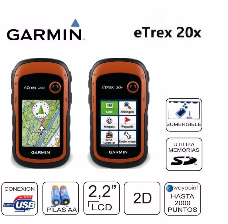 GPS Navegador Garmin Etrex 20x, eTrex 20x dispone de funciones mejoradas  con respecto al modelo eTrex 20, a la vez que mantiene su facilidad de uso,  asequibilidad y excelente durabilidad.